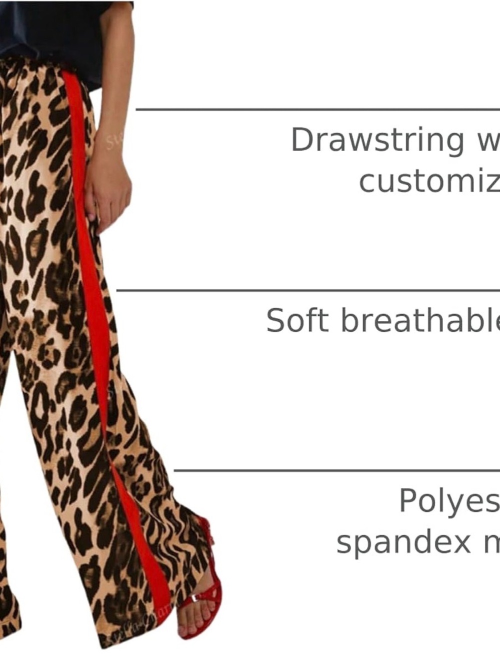 Brand new Women's Casual Pants Drawstring Leopard Print loose pants - Picture 3 of 3